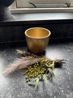 Gouden Bloempot met Decoratie, Ophalen of Verzenden