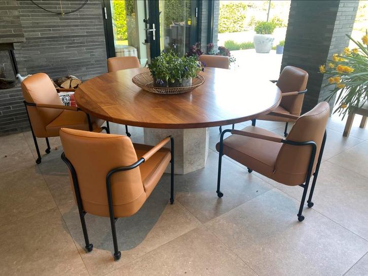 6x Design Eetkamerstoel van Movani - NIEUW, Huis en Inrichting, Stoelen, Nieuw, Vijf, Zes of meer stoelen, Leer, Bruin, Ophalen