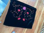 Zwarte fluwelen shawl stola sjaal met bloemen mooi, Gedragen, Ophalen of Verzenden, Pashmina