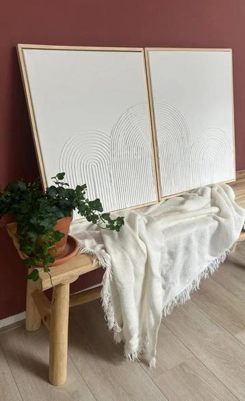 Duo schilderijen textured art inclusief lijst beschikbaar voor biedingen