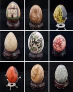 Eieren: natuursteen, geblazen glas en beschilderd., Ophalen of Verzenden, Zo goed als nieuw