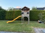 Houten speelhuisje incl. glijbaan, Kinderen en Baby's, Speelgoed | Buiten | Speeltoestellen, Ophalen, Gebruikt, Glijbaan