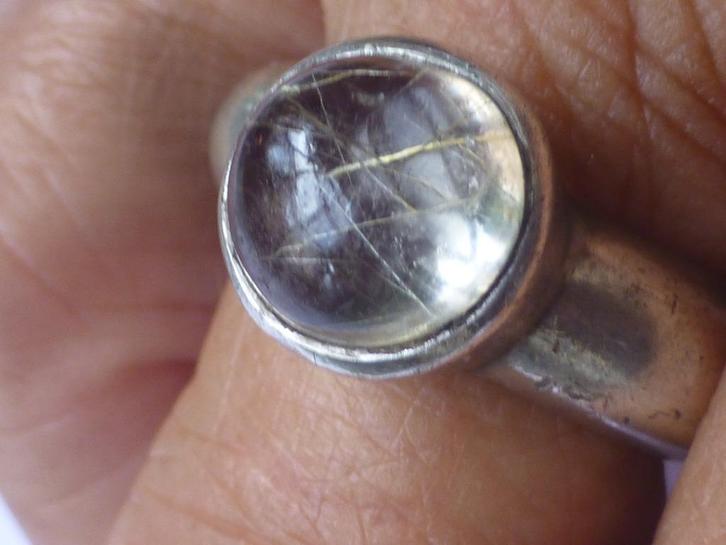 Zilveren Ring met Rutielkwarts vml MENNO MEIJER, Sieraden, Tassen en Uiterlijk, Antieke sieraden, Ring, Zilver, Met edelsteen