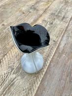 Mooi Vintage glazen vaasje Leerdam? Grijs opaal met zwart, Antiek en Kunst, Curiosa en Brocante, Ophalen of Verzenden