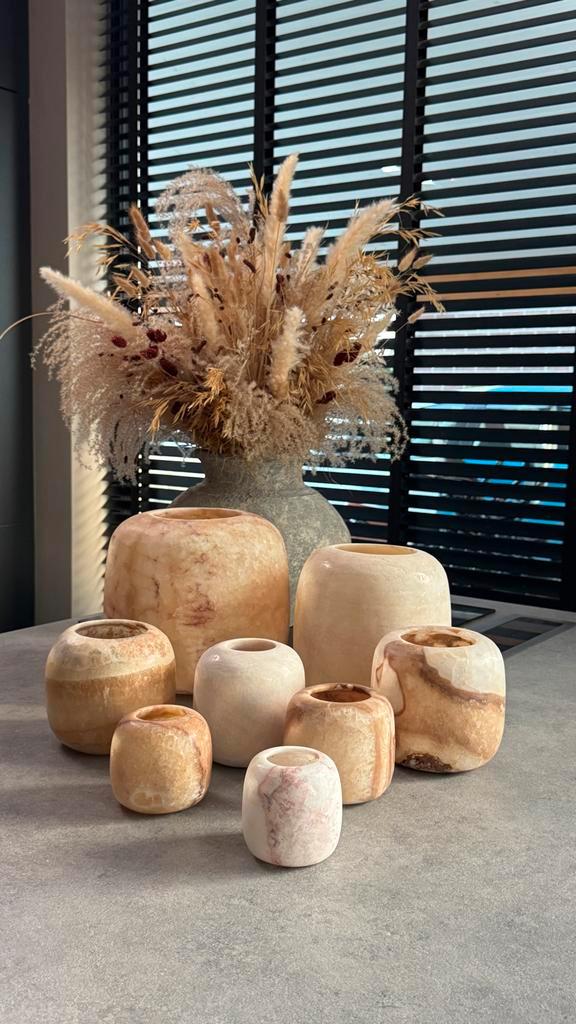 Alabaster Waxinelichthouders 500+ stuks op voorraad, Huis en Inrichting, Woonaccessoires | Vazen, Nieuw, Overige kleuren, Minder dan 50 cm