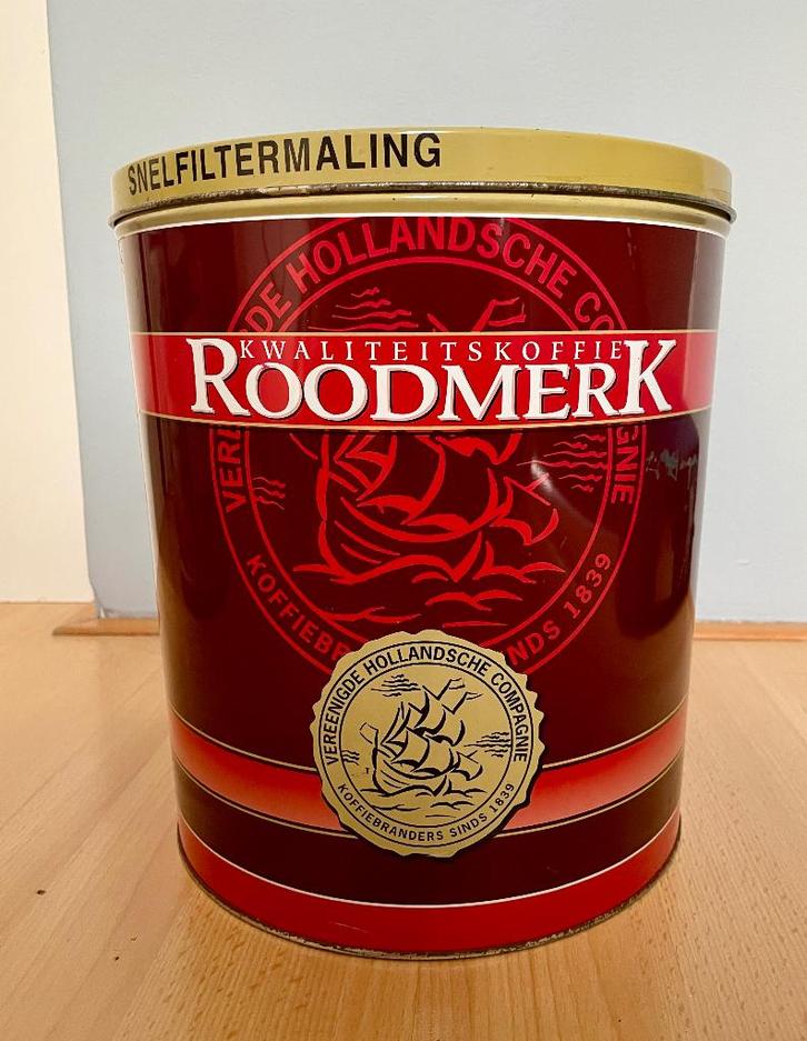 Roodmerk koffieblik groot model, Verzamelen, Blikken, Gebruikt, Overige, Ophalen of Verzenden