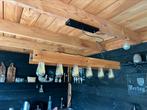 Hanglamp hout / zwart gaas 6 fittingen, Huis en Inrichting, Lampen | Hanglampen, Ophalen of Verzenden, Zo goed als nieuw, Hout
