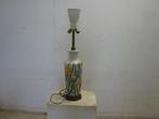 Mooie vintage vaaslamp met bloemschildering,, Gebruikt