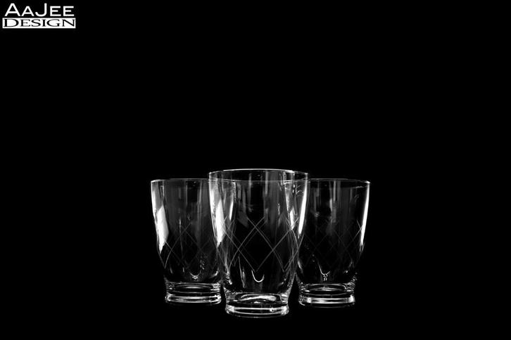 3 Leerdam – Waterbeker – Model Laura – Slijsel Lydia – 1958, Verzamelen, Glas en Borrelglaasjes, Zo goed als nieuw, Overige typen