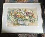 Aquarel bloemen in vazen, Antiek en Kunst, Ophalen of Verzenden