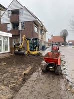 Minigraver met machinist tuin uitgraven grond afvoer, Ophalen