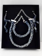Hand made Uniek 4 delig setje Sieraden Jeans stof, Marktplaats@koningsieraden.nl, Overige materialen, Nieuw, Met bedels of kralen