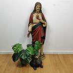 Antiek, vintage heiligenbeeld van Jezus Heiligen hart gips, Ophalen of Verzenden