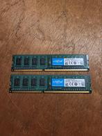 Crucial 2x 4GB DDR3 RAM 1600Mhz CT51264BA160BJ.M8FP, Computers en Software, RAM geheugen, Desktop, Ophalen of Verzenden, Zo goed als nieuw