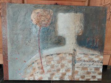 Abstract Surrealistisch Schilderij v C. Happee beschikbaar voor biedingen