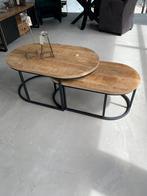 Salontafel set van 2 ovaal, GRATIS bezorging!, mangohout, Huis en Inrichting, Tafels | Salontafels, 50 tot 100 cm, Minder dan 50 cm