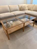 Salontafel 120 cm - Eikenhout en Glas, Huis en Inrichting, Ophalen, 100 tot 150 cm, Eikenhout, 50 tot 100 cm