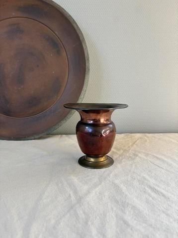 Vintage koperen wabisabi vaasje h11cm beschikbaar voor biedingen