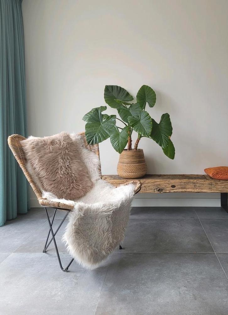 Rotan vlinderstoel, Huis en Inrichting, Stoelen, Zo goed als nieuw, Eén, Leer, Zwart, Ophalen