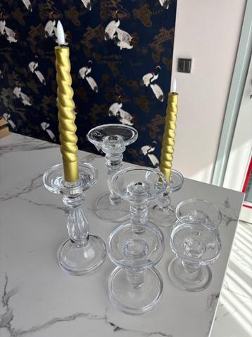 Lot sierlijke kandelaars glas-kristal  beschikbaar voor biedingen