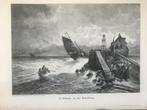 V. Wither: In der Brandung, 1896, or. gravure, 31x22cm. Mooi, Ophalen of Verzenden