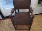 Armstoel met lederen bekleding, Antiek en Kunst, Antiek | Meubels | Stoelen en Banken, Ophalen