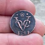 Voc duit Holland 1744 - bodemvondsten - munt voc - duitje, Postzegels en Munten, Munten | Nederland, Ophalen of Verzenden