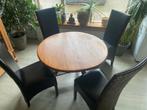 Houten Eettafel met 4 Stoelen, Huis en Inrichting, Complete eetkamers, Ophalen, Gebruikt, 4 tot 6 stoelen