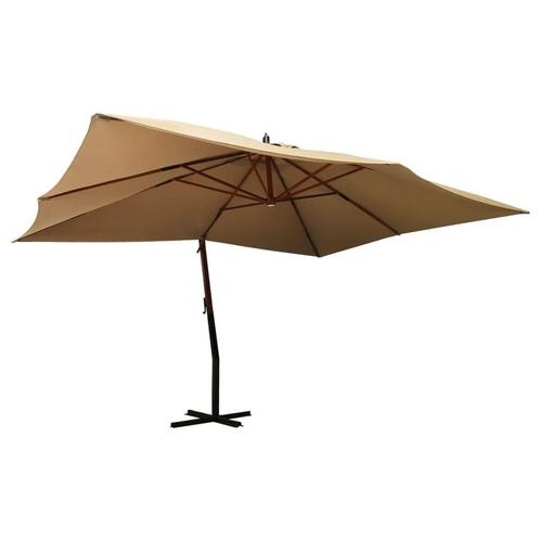 AANBIEDING | Zweefparasol met houten paal 400x300 cm taupe, Tuin en Terras, Parasols, Nieuw, Zweefparasol, Verzenden
