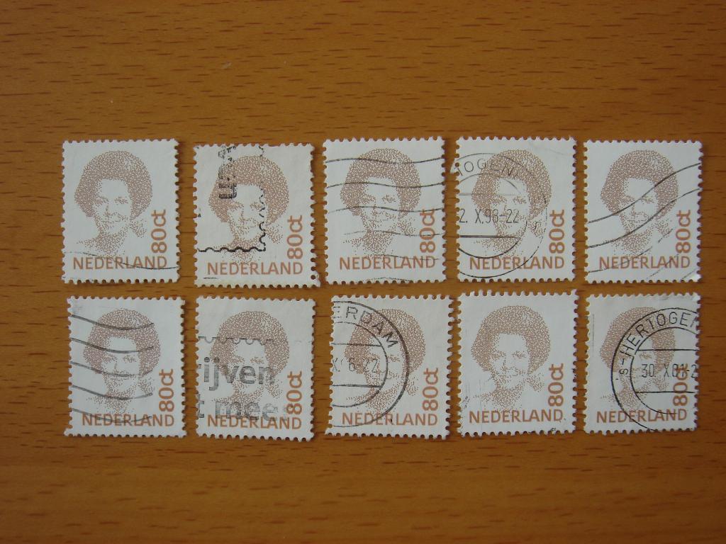 Beatrix type Inversie 10x NVPH 1489 - 80 cent, Postzegels en Munten, Postzegels | Nederland, Ophalen of Verzenden, Na 1940, Gestempeld