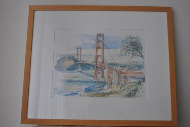 Schilderij, Legai, Golden Gate Bridge, 43 bij 53 cm, Antiek en Kunst, Kunst | Schilderijen | Modern, Ophalen of Verzenden