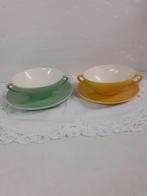 Villeroy & Boch - 2 mooie pastel soepkommen met schotel, Antiek en Kunst, Antiek | Servies los, Ophalen of Verzenden
