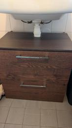Bruin houten wastafelkastje met lades (ikea), Huis en Inrichting, Badkamer | Badkamermeubels, Minder dan 50 cm, Gebruikt, Ophalen of Verzenden