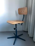 Twee industriële stoelen krukken tekenstoel atelier stoel, Huis en Inrichting, Blauw, Metaal, Twee, Gebruikt