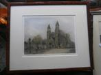 Koninginnekerk R.dam, Mooie gekleurde ets in mooie lijst, Antiek en Kunst, Kunst | Etsen en Gravures, Ophalen of Verzenden