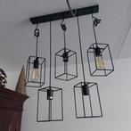 plafond- of hanglamp, zwart, met 5 binnen lampen, Huis en Inrichting, Lampen | Plafondlampen, Ophalen of Verzenden, Metaal, Zo goed als nieuw