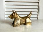 Vintage koperen beeldje Schotse Terrier hond 14,5 cm, Ophalen