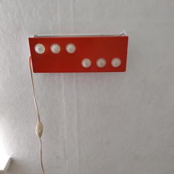 WANDLAMP,Retro,Rood,1960,Bedlampje,Vintage,6 glazen kapjes beschikbaar voor biedingen