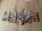 🧡 Boom Hout Art 5 luik schilderij 100x50cm 🧡, Ophalen of Verzenden