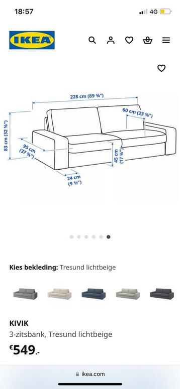 Ikea Kivik 3-zitsbank met poef - afbeelding 4