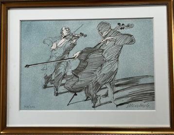 Lithografie Claude Weisbuch Parijs viool cello beschikbaar voor biedingen