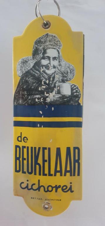Emaille deurpost de Beukelaar Chicorei emaille bord beschikbaar voor biedingen