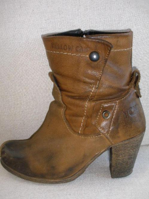 YELLOW CAB laarsjes cognac bruin maat 41, Kleding | Dames, Schoenen, Zo goed als nieuw, Bruin, Verzenden