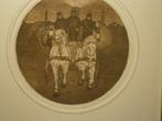Lichtbr ets v/e Stoombrandspuit met mensen, Antiek en Kunst, Kunst | Etsen en Gravures, Ophalen