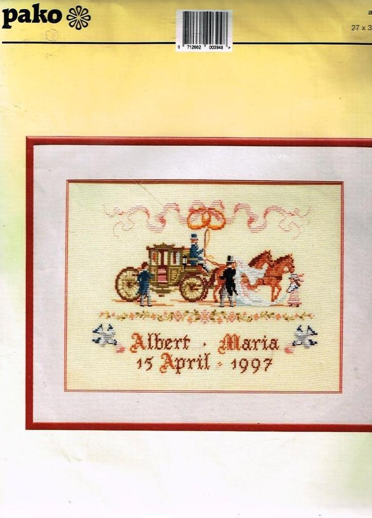 Cado opruiming pako borduurpakket huwelijk  koets, Hobby en Vrije tijd, Borduren en Borduurmachines, Nieuw, Borduurpakket, Handborduren