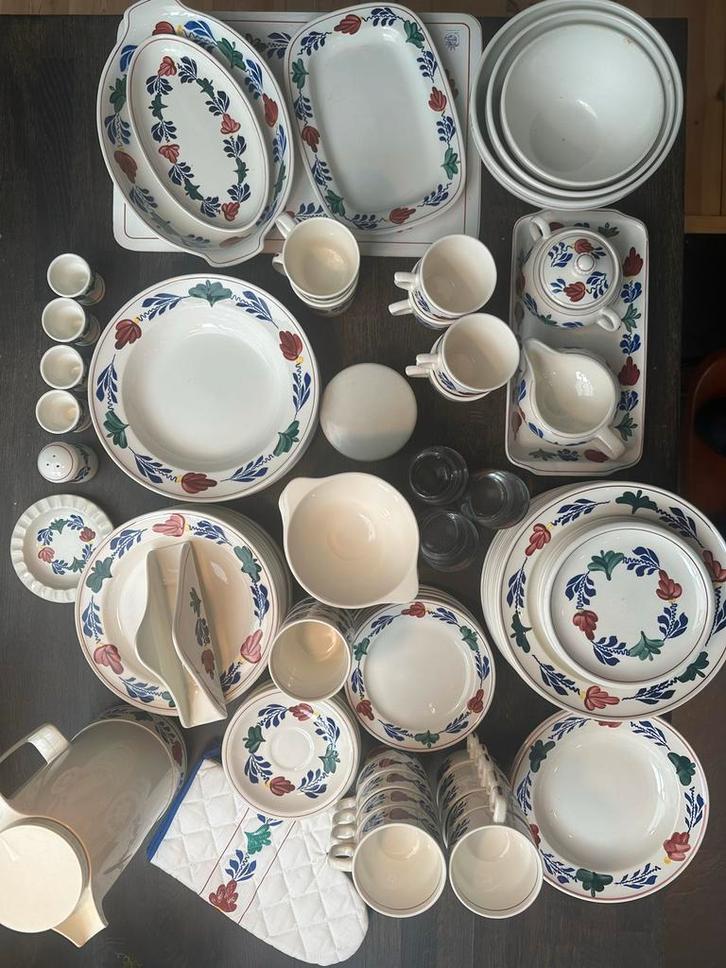 Boerenbont Servies - Compleet!, Huis en Inrichting, Keuken | Servies, Zo goed als nieuw, Compleet servies, Boerenbont, Aardewerk