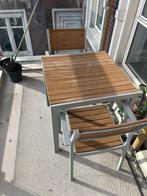 Tuin- of balkonset met tafel en twee stoelen, Gebruikt, Aluminium, Tuinset, Eettafel