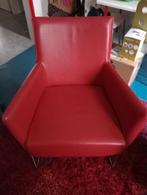150€samenTwee leren design stoelen modern, Huis en Inrichting, Stoelen, Ophalen, Zo goed als nieuw, Twee