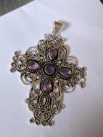 Mooie 925 hanger kruis met paars amethist, Verzenden, Paars, Nieuw, Zilver