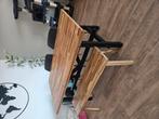 Skogsta eettafel en zitbankje + 2 grijze eetkamerstoelen, Huis en Inrichting, Ophalen